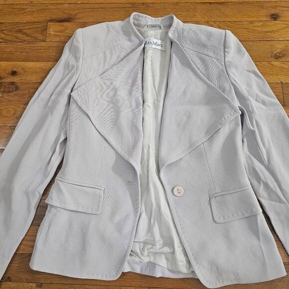 MaxMara Blazer Jacket Womens Size 2 Gray Button Up Coat - Picture 2 of 6